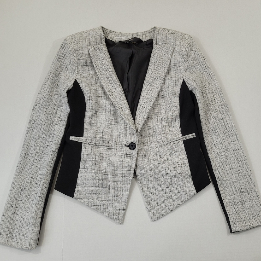 Tailored Black & White Textured Women's Blazer